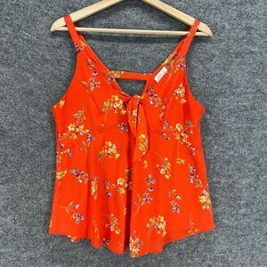 Sienna Sky Top Women M Medium Red Floral V-Neck Sleeveless Wide Strap Casual